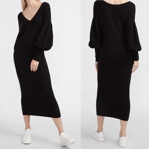 EXPRESS Ribbed Balloon Sleeve Sweater Dress